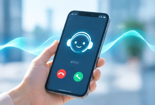AIが応答するスマートフォンの着信画面